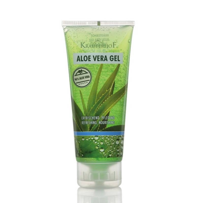 Kräuterhof Körpergel KräuterhoF Aloe Vera Gel 200 ml beruhigendes Hautgel, 1-tlg., Hoher Aloe-Vera-Anteil (96), Erfrischende, leichte Gel-Textur von Kräuterhof