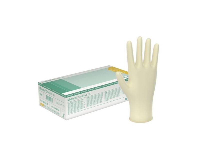 B. Braun Latexhandschuhe Manufix Sensitive U.-Handschuhe (1-St., extra klein oder extra groß) Puderfrei & hautfreundlich von B. Braun