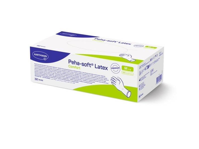 DocMed Latexhandschuhe Peha-soft Latex Comfort U.-Handschuhe (Einmalhandschuhe, 100-St., hochwertige Latexhandschuhe unsteril) Hygienisch verpackt, Puderfrei von DocMed