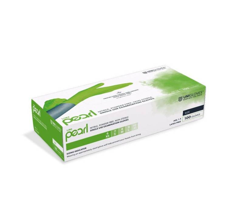 DocMed Nitril-Handschuhe Lime Pearl Nitril U.-Handschuhe Gr. XS/S/M/L/XL 100 Stk. (Einweghandschuhe, 100-St., unsterile Handschuhe) Universelle Passform, Puderfrei von DocMed
