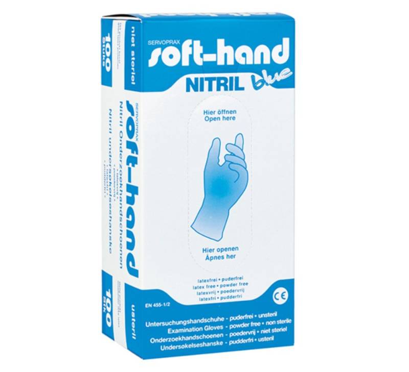 DocMed Nitril-Handschuhe Soft-Hand Nitril Blue - puderfrei (Handschuhe Set, 100-St., Hohe Beständigkeit gegen Mikroorganismen) Latexfreie Handschuhe, Komfortable Langzeitanwendung von DocMed
