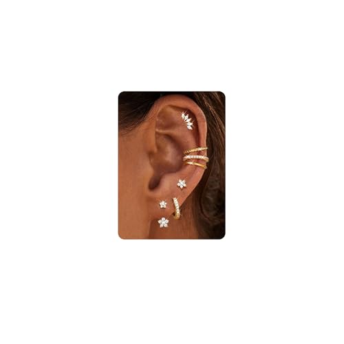 DOCHAIS 7 Paar Ohrringe Gold Damen 18 Karat Vergoldet Ohrringe Silber 925 Stecker Set mit Ohrstecker Creolen Ear Cuff Fake Piercing Helix Knorpel Tragus Conch Piercings Ohr Ohrring DOCHAIS 7 Paar Ohrringe Gold Damen 18 Karat Vergoldet Ohrringe Silber 925 Stecker Set mit Ohrstecker Creolen Ear Cuff Fake Piercing Helix Knorpel Tragus Conch Piercings Ohr Ohrring von Dochais