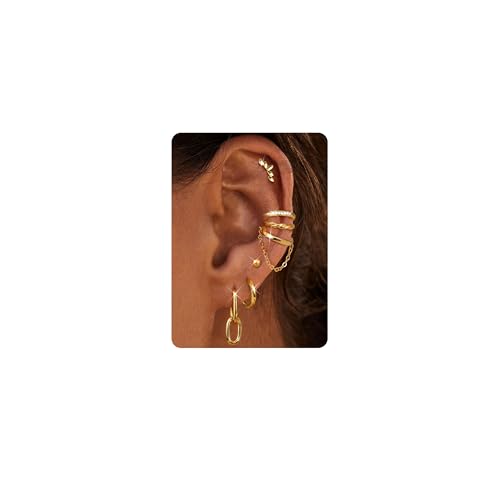 DOCHAIS 7 Paar Ohrringe Gold Set Damen 18 Karat Vergoldet Ohrringe Silber 925 Stecker Set mit Ohrstecker Creolen Ear Cuff Fake Piercing Helix Knorpel Tragus Conch Piercings Ohr Ohrring DOCHAIS 7 Paar Ohrringe Gold Set Damen 18 Karat Vergoldet Ohrringe Silber 925 Stecker Set mit Ohrstecker Creolen Ear Cuff Fake Piercing Helix Knorpel Tragus Conch Piercings Ohr Ohrring von Dochais