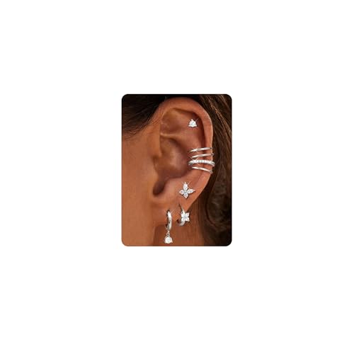 DOCHAIS 7 Paar Ohrringe Silber 925 Stecker Set Damen 18 Karat Vergoldet Ohrstecker Creolen Ohrringe Silber Set mit Ear Cuff Fake Piercing Helix Knorpel Tragus Conch Piercings Ohr Ohrring Ohne Ohrloch DOCHAIS 7 Paar Ohrringe Silber 925 Stecker Set Damen 18 Karat Vergoldet Ohrstecker Creolen Ohrringe Silber Set mit Ear Cuff Fake Piercing Helix Knorpel Tragus Conch Piercings Ohr Ohrring Ohne Ohrloch von Dochais