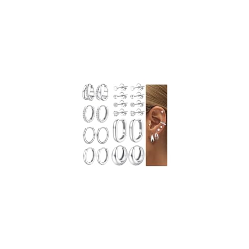 Dochais 10 paar ohrringe gold/sibler set 316L chirurgenstahl creolen gold huggie 14k vergoldtes hypoallergene zirkonia ohrstecker goldene ohrringe damen mehrfache piercings von Dochais