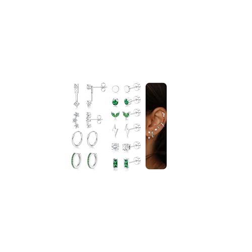 Dochais 10 Paar Ohrringe Silber Set für Damen Helix Piercings Chirurgenstahl Ohrringe Creolen Silber CZ Ohrstecker Klein Ohrpiercing Knorpel Cartilage Conch Tragus Rook Piercing Ohr Schmuck A Dochais 10 Paar Ohrringe Silber Set für Damen Helix Piercings Chirurgenstahl Ohrringe Creolen Silber CZ Ohrstecker Klein Ohrpiercing Knorpel Cartilage Conch Tragus Rook Piercing Ohr Schmuck A von Dochais