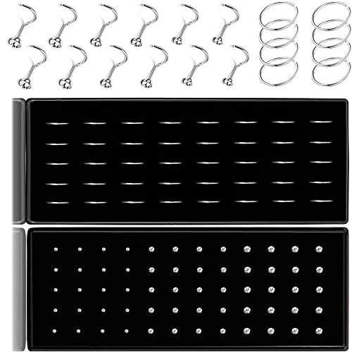 Dochais 100 Stück Nasenstecker L Form, Nasenstecker 316L Edelstahl Set, Nasenpiercing Stecker, Knorpel Barbell Piercing für Frauen Männer 20G 22G 1,5mm 2mm 2,5mm von Dochais