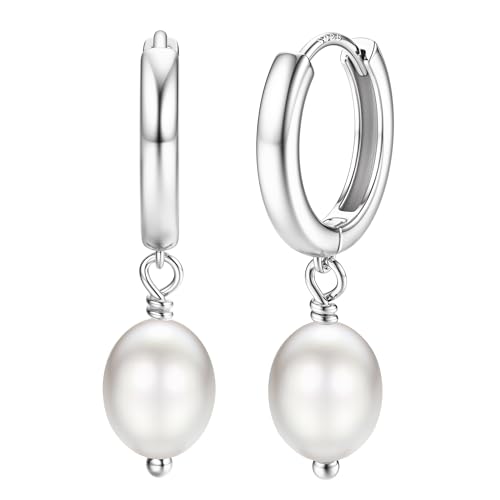 Dochais 14 Karat Vergoldet Huggie Creolen mit Blitz/Kreuz/Stern/Münz/PerlenOhrringe für Damen und Mädchen Chunky Knorpel Tropfen Ohrringe Hypoallergene Sehr Hautverträgliche Silber&Gold (Silbrig4) von Dochais