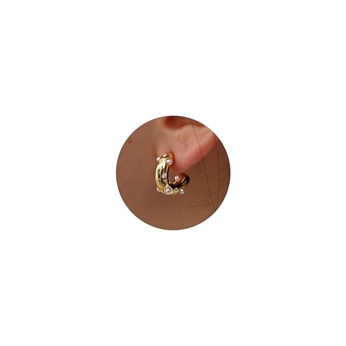DOCHAIS Ohrringe 925 Silber Creolen Gold mit Perlen Zirkonia Hypoallergen Perlen Ohrring Chunky Creolen Ohrringe Damen Frauen Schmuck Gold DOCHAIS Ohrringe 925 Silber Creolen Gold mit Perlen Zirkonia Hypoallergen Perlen Ohrring Chunky Creolen Ohrringe Damen Frauen Schmuck Gold von Dochais