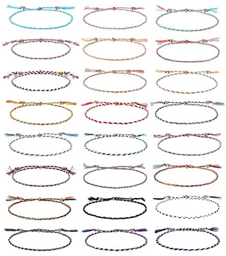 Dochais 24 Stück Boho Armbänder Geflochten, Sommer Surfer Fußkettchen Armbänder, Strand Armbänder Set, Einstellbare Wasserdichte Freundschaftsarmband für Frauen Damen von Dochais