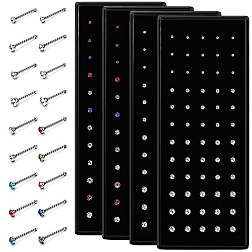Dochais 240 Stück Nasenstecker 316L Edelstahl Set, Nasenstecker Gerade, Nasenpiercing Stecker, Knorpel Barbell Piercing für Frauen Männer 20G 1,5mm 2mm 2,5mm 3mm von Dochais