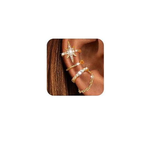 Dochais 3 Paar Ohrringe Damen 14K Gold Plated, Kleine Creolen, Huggie Stecker Ohrringe Set mit Flachen Rückteil 317L Chirurgischen Edelstahl Gold von Dochais