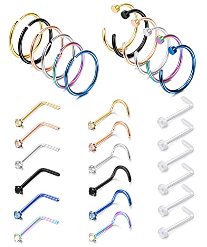 Dochais 30 Stück Helix Piercings Chirurgenstahl Damen Herren Septum Piercing Hinged Clicker Segmentring Nasenpiercing von Dochais