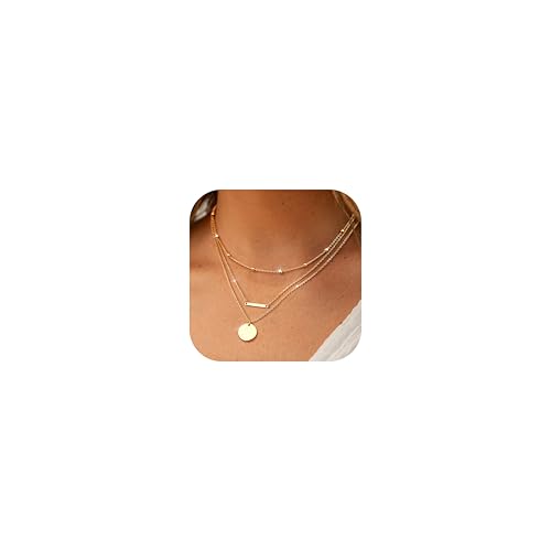 Dochais 3Pcs Kette Gold Damen, 14K Vergoldete Layering Halskette Damen mit Anhänger, Wasserfester Goldkette Kreuz/Zirkonia Lange Choker Kette Set für Frauen, Trendiger Goldschmuck von Dochais
