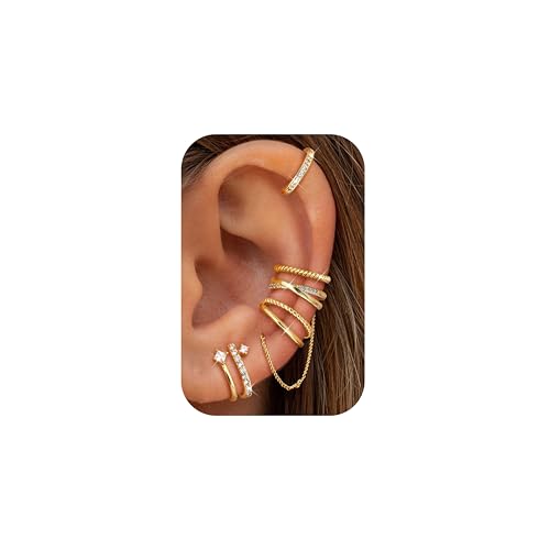 Dochais 5 Stück Ear Cuff Gold für Damen Ohrmanschette Ohne Ohrloch Fake Helix Piercing Clip Ear Cuff Wrap Earcuff Set Gold Ohrringe Fakepircings Ohr Ohrringe Manschette Knorpel Earcuffs für Mädchen C von Dochais