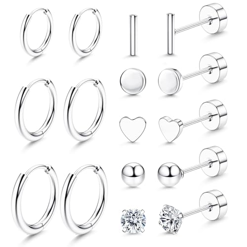 Dochais 8 Paar Ohrringe Gold Set für Damen Chirurgenstahl Creolen Ohrstecker Gold Piercing Ohr Helix Knorpel Medizinische Ohrstecker Huggie Creolen Hypoallergene Siber Ohrringe Mehrfache Piercings von Dochais