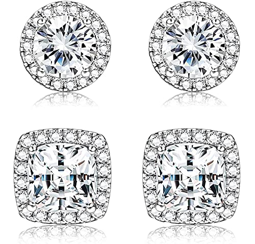 Dochais 925 Sterling Silber Cubic Zirkonia Ohrringe Damen Ohrstecker Set 18K Vergoldete Hypoallergene CZ Ohrringe für Frauen Männer Mädchen Ohrschmuck von Dochais