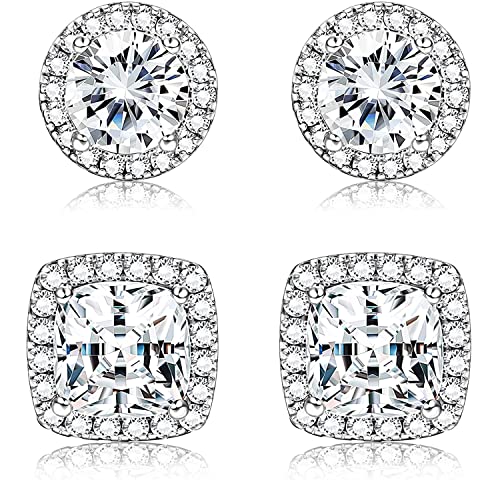 Dochais 925 Sterling Silber Cubic Zirkonia Ohrringe Damen Ohrstecker Set 18K Vergoldete Hypoallergene CZ Ohrringe für Frauen Männer Mädchen Ohrschmuck von Dochais