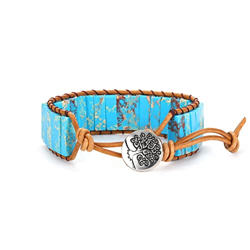 Dochais Chakra Armband, Naturstein Armband, Verstellbares, 7 Chakren Armband Glücksarmband, Boho Armband Damen, Armband Handgefertigt für Damen Frauen Männer (Blau) von Dochais