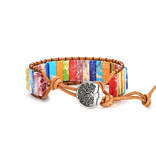 Dochais Chakra Armband, Naturstein Armband, Verstellbares, 7 Chakren Armband Glücksarmband, Boho Armband Damen, Armband Handgefertigt für Damen Frauen Männer (Farbe) von Dochais