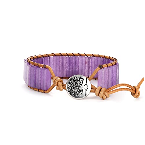 Dochais Chakra Armband, Naturstein Armband, Verstellbares, 7 Chakren Armband Glücksarmband, Boho Armband Damen, Armband Handgefertigt für Damen Frauen Männer (Lila) von Dochais