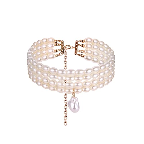 Dochais Damen Choker Halskette,Chocker Halskette Choker,Mode Vintage Perlenkette für Damen,Verstellbaren Größen (style 1) von Dochais