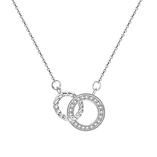 Dochais Damen Halskette 925 Sterling Silber,Halskette Doppelkreis Anhänger Verschlungene, Damen Halskette Zirkon für Damen Ehefrau Mutter Freundinnen mit Schmuckbox von Dochais