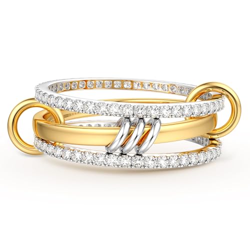 Dochais Gold Silber Ring Damen 18k Vergoldete Wasserfest Goldene Ringe Set Stapelbar Verlobungsring Eheringe Statement Daumenring Fingerring Hypoallergene für Frauen Herren Schmuck Größe 52-65 von Dochais