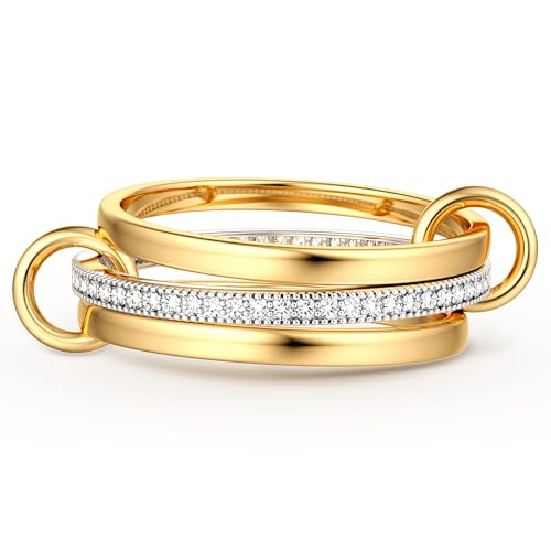Dochais Gold Silber Ring Damen 18k Vergoldete Wasserfest Goldene Ringe Set Stapelbar Verlobungsring Eheringe Statement Daumenring Fingerring Hypoallergene für Frauen Herren Schmuck Größe 52-65 von Dochais