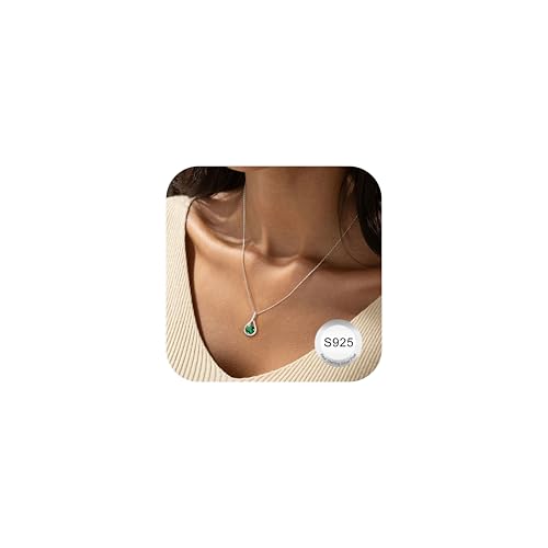 Dochais Halskette für Damen, 925 Sterlingsilber Kristall Halskette mit Rundem Solitär-Anhänger, Funkelnde Zirkonia Halskette, Hochzeitsschmuck Geschenk für Frauen Mädchen Set B von Dochais