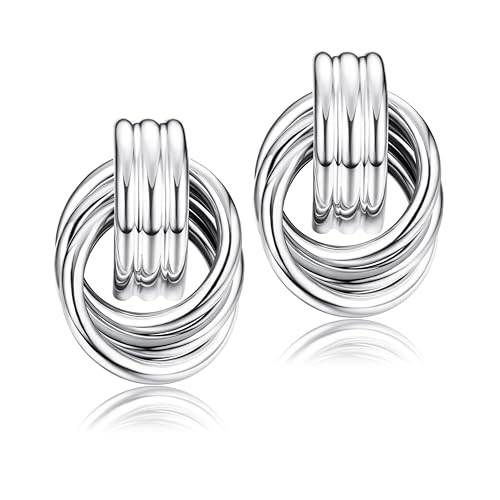 Dochais Knoten Tropfen Ohrringe, 316L Hypoallergene Elegante Goldene Ohrringe Hängend Chunky Drop Statement, Mode Schmuck Geschenk für Damen von Dochais