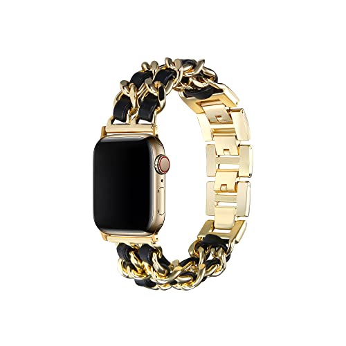 Dochais Kompatibel mit Apple Watch Band 45mm 44mm 41mm 40mm 38mm,Armbänder für iWatch SE Serie 8 7 6 5 4 3 2 1,Damen Armbänder Edelstahl Einstellbar (42mm/44mm/45mm, Gold) von Dochais