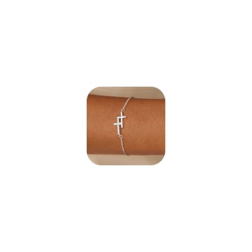 Dochais Kreuz Armband Damen - 14K Gold Vergoldete Armbänder Wasserfestes, Verstellbar Gold/Silber Armband Set für Frauen Mädchen, Goldene Bracelet Schmuck Geschenk von Dochais