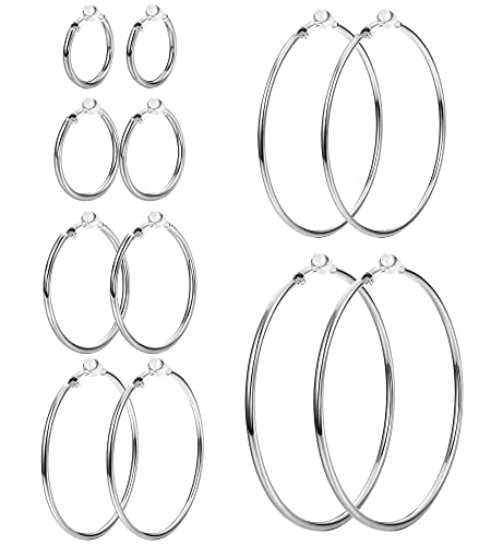 Dochais Ohrringe Clips On Damen nicht Piercing, 6 Paar Huggie Hoops Creolen Ohrringe aus 316L Chirurgenstahl Große & Kleine Hypoallergene Ohrschmuck für Geschenk Frauen, 25/30/40/50/60/65MM von Dochais