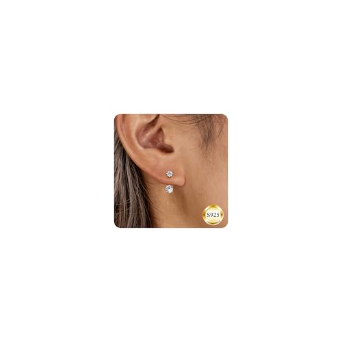 Dochais S925 Ohrringe für Damen Gold & Silber Ohrstecker 14K Gold Ohrringe mit 5A Zirkonia Hypoallergen Ohrschmuck für Frauen und Mädchen Jacke Ohrring von Dochais