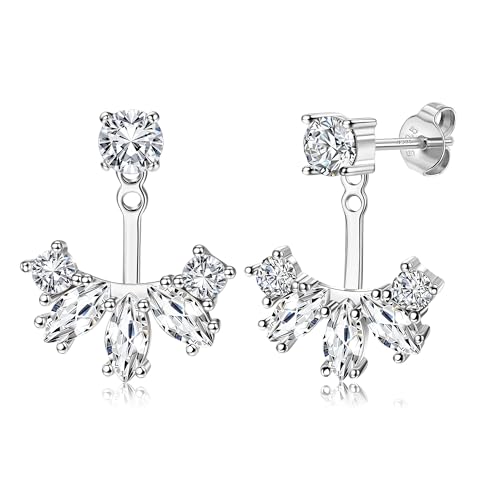 Dochais Ohrringe Jackets S925 Sterling Silber Ohrstecker 14K Gold Vorderseite Rückseite Ohrringe mit 5A Zirkonia Hypoallergen Ohrschmuck für Damen Frauen Mädchen Gold & Silber (Silber3) von Dochais