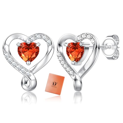 Dochais Ohrringe Silber 925 Sterling stecker Ohrschmuck Herz Ohrringe Damen Ohrstecker Silber Birthstone Earrings Ohrstecker Zirkonia Schmuck Geschenk für Damen von Dochais