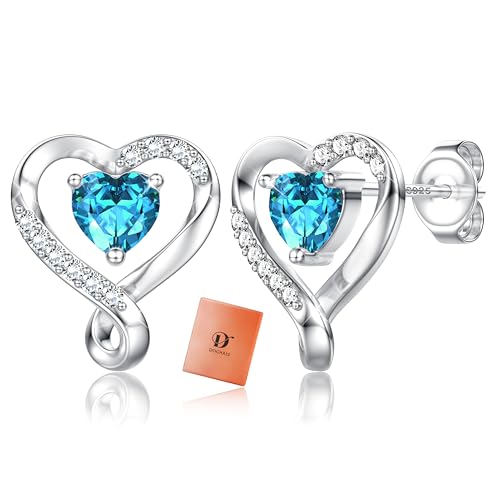 Dochais Ohrringe Silber 925 Sterling stecker Ohrschmuck Herz Ohrringe Damen Ohrstecker Silber Birthstone Earrings Ohrstecker Zirkonia Schmuck Geschenk für Damen von Dochais