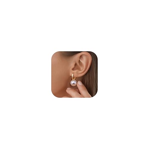 Dochais Perlenohrringe Huggie Für Damen, 14K Vergoldet Gold Creolen Ohrringe, Creolen Mit Perlen, Perlen Huggie Ohrringe Hypoallergene Für Frauen von Dochais