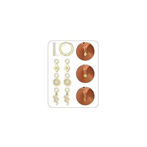 Dochais Ohrringe Silber 925, 14K Gold Set C, Huggie Creolen, 5A CZ Tropfen Baumeln Ohrringe für Frauen Damen, Wassertropfen Ohrhänger Schmuckgeschenke Dochais Ohrringe Silber 925, 14K Gold Set C, Huggie Creolen, 5A CZ Tropfen Baumeln Ohrringe für Frauen Damen, Wassertropfen Ohrhänger Schmuckgeschenke von Dochais