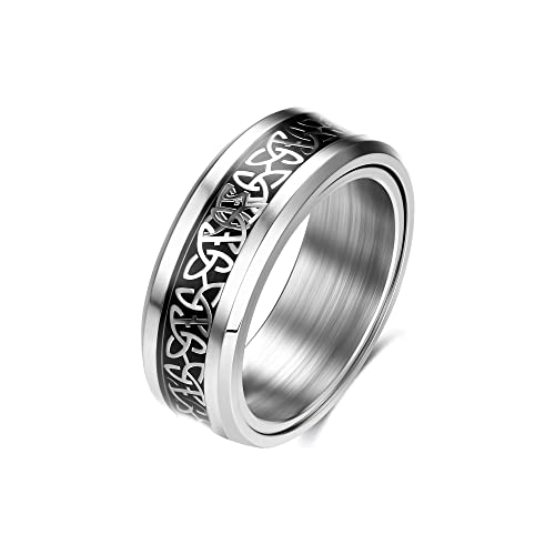 Dochais Schmuck 8mm Herren Ring Edelstahl Anxiety Ring Fingerring Freundschaftsringe Partnerringe Spinnerring Punk Ring Hip pop Ring für Geburtstag Valentinstag (Silver, 62) von Dochais