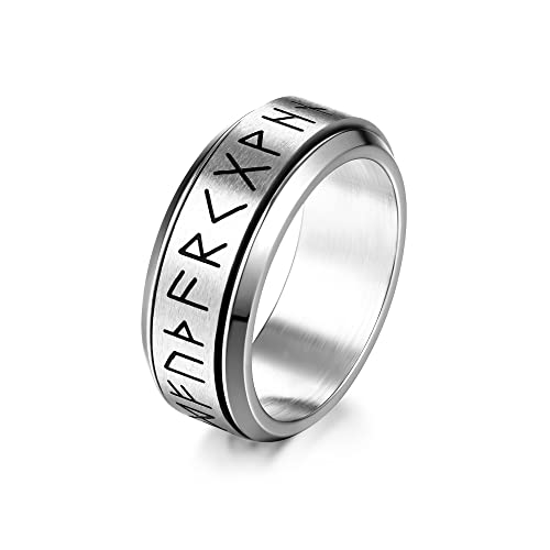 Dochais Schmuck Ring Herren Ring Damen Schwarz,Freundschaftsringe Partnerringe,Wikinger Stil Kann Gedreht Werden,Ring Pärchen Größe 54 bis 70 (Sliber, 14) von Dochais