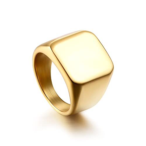 Dochais Schmuck Ring Herren Damen aus Edelstahl,Würfel Ring Damen Gold Ring Herren,Siegelringe Ring Pärchen für Damen Herren (Gold, 62) von Dochais