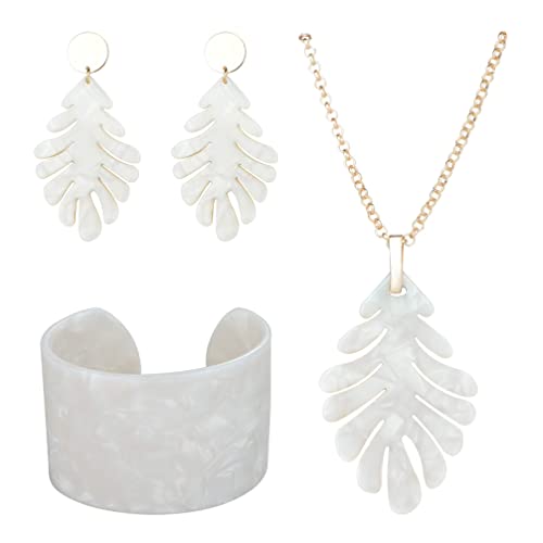 Dochais Schmuck Set,Damen Halskette Damen Armband Damen Ohrringe,Form des Blattes Glücksarmband Partnerarmband von Dochais