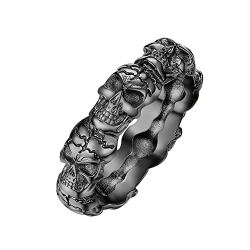 Dochais Schmuck Vintage Punk Totenkopf Schädel Ringe,Skull Ring aus Edelstahl,Freundschaftsring Partnerring,Silber Gold Herren Ring für Halloween Biker Rocker (Silber, 62) von Dochais