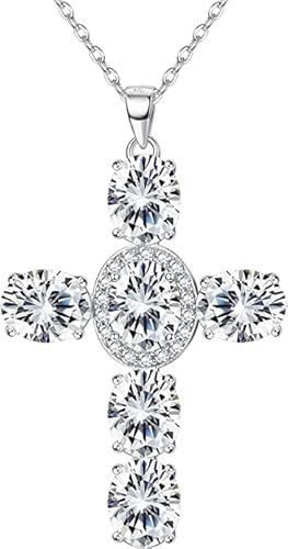 Dochais Kette Damen 925 Sterling Silber Zirkonia Kreuz Kette Halsketten Anhänger Collier Ketten Kette Frauen Kreuz Halskette Anhänger Halskette Frauen Einfache Schöne Valentinstag Muttertag Geburtstag von Dochais