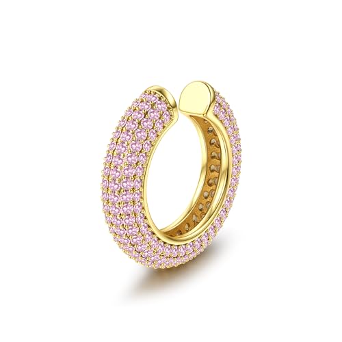 Dochais Ear Cuff für Damen-CZ Fake Helix Knorpel Ohrringe Fake Piercing Ohrmanschette Ohrringe 14K Gold Clip Ohrklemme silber Gold Funkelnde RundeHuggie Ohrringe Ohne Ohrloch von Dochais