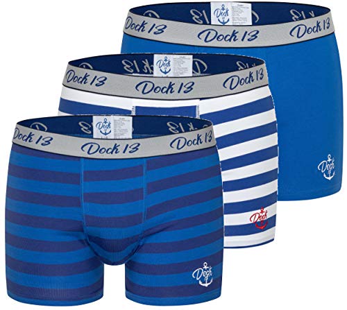 Dock13 Männer Boxershorts Maritim (3er Pack Boxershorts Herren) (DE/NL/SE/PL, Alphanumerisch, XXL, Regular, Regular, Hellblau) von Dock13