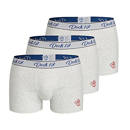 Dock13 Männer Unterhosen (3er Pack Boxershorts Herren) (Grau meliert, xx_l) von Dock13