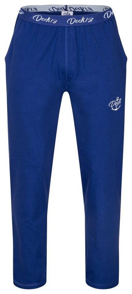 Dock13 Pyjama Dock13 Herren Schlafanzughose Lang "Sierksdorf" (1 tlg) Logo Webbung,Logo gestickt,Hose mit Taschen von Dock13